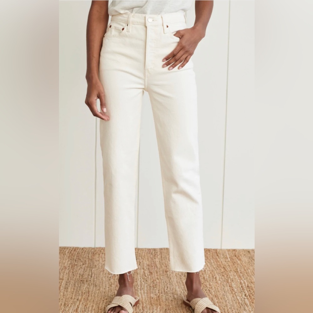 Jenni Kayne High-Rise Straight Jeans in Off-White